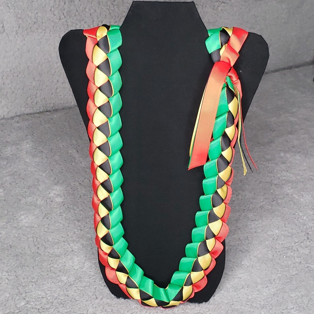 Lei (4 Ribbons) Kente Pan African Colors 20.5-inches
